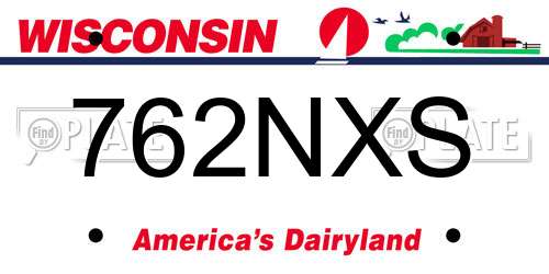 762NXS Wisconsin License Plate
