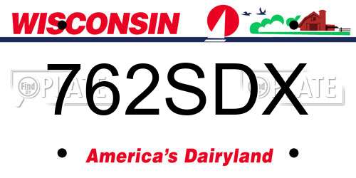 762SDX Wisconsin License Plate