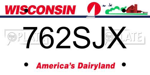 762SJX Wisconsin License Plate