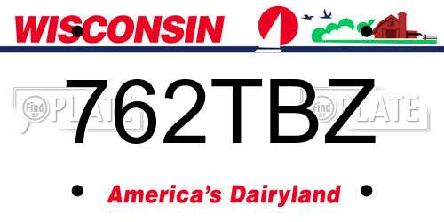 762TBZ Wisconsin License Plate