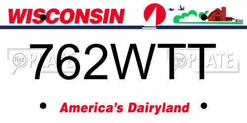 762WTT Wisconsin License Plate