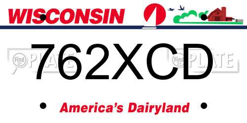 762XCD Wisconsin License Plate