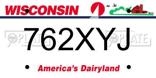 762XYJ Wisconsin License Plate