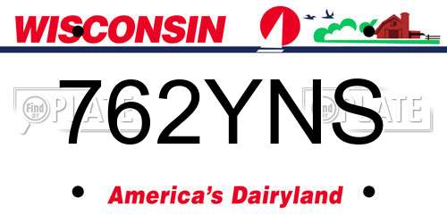 762YNS Wisconsin License Plate