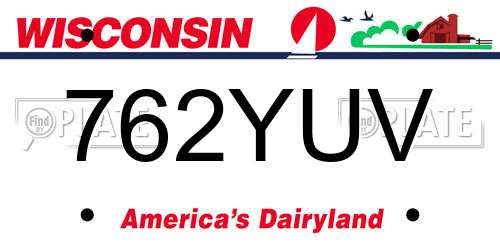 762YUV Wisconsin License Plate