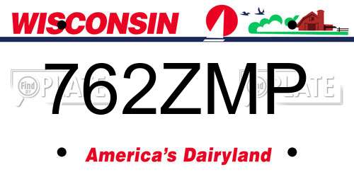 762ZMP Wisconsin License Plate