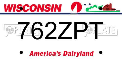 762ZPT Wisconsin License Plate