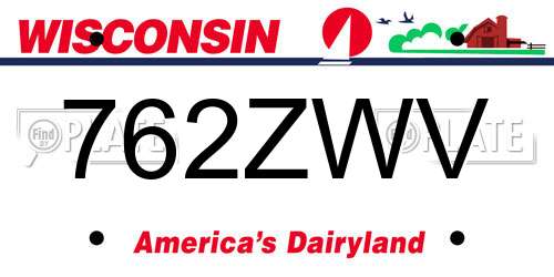 762ZWV Wisconsin License Plate