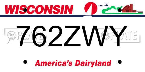 762ZWY Wisconsin License Plate