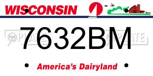 7632BM Wisconsin License Plate