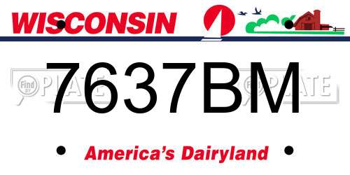 7637BM Wisconsin License Plate