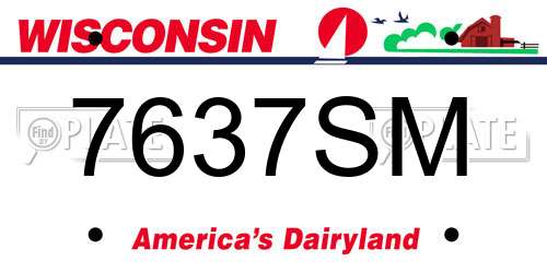 7637SM Wisconsin License Plate