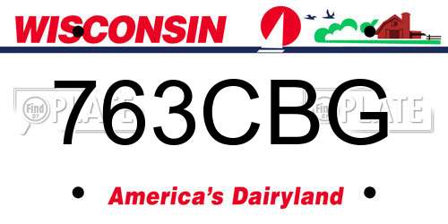 763CBG Wisconsin License Plate