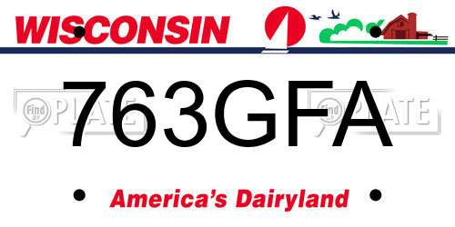 763GFA Wisconsin License Plate
