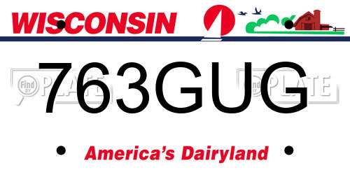 763GUG Wisconsin License Plate