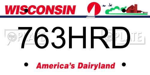 763HRD Wisconsin License Plate