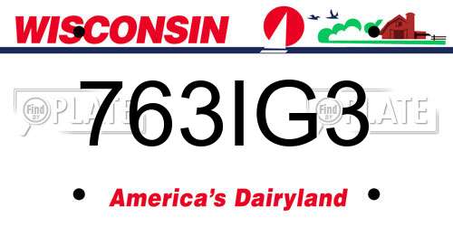 763IG3 Wisconsin License Plate