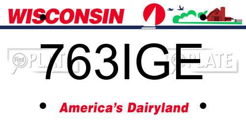 763IGE Wisconsin License Plate