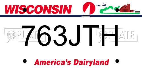763JTH Wisconsin License Plate