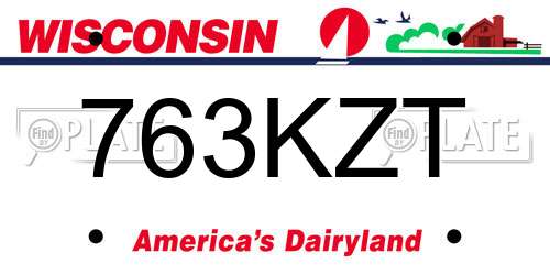763KZT Wisconsin License Plate