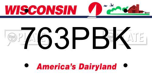 763PBK Wisconsin License Plate