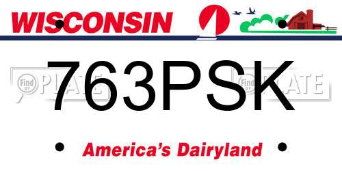 763PSK Wisconsin License Plate