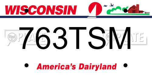 763TSM Wisconsin License Plate