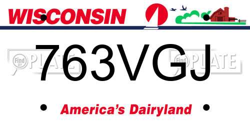 763VGJ Wisconsin License Plate