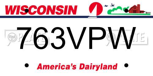 763VPW Wisconsin License Plate