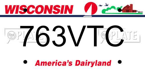 763VTC Wisconsin License Plate