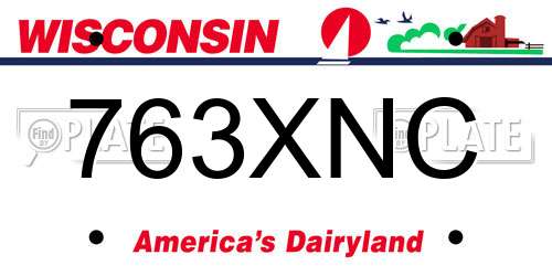763XNC Wisconsin License Plate
