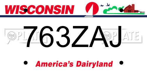 763ZAJ Wisconsin License Plate