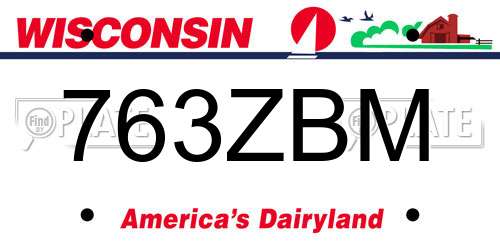 763ZBM Wisconsin License Plate