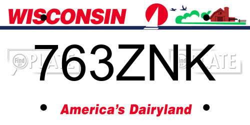 763ZNK Wisconsin License Plate