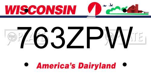 763ZPW Wisconsin License Plate