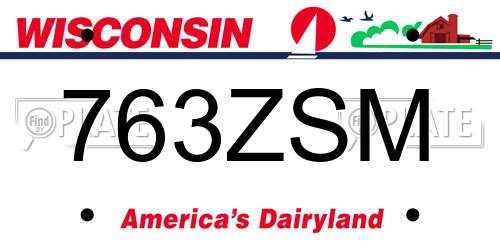 763ZSM Wisconsin License Plate