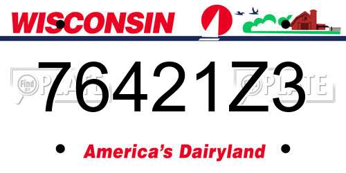 76421Z3 Wisconsin License Plate