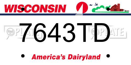 7643TD Wisconsin License Plate