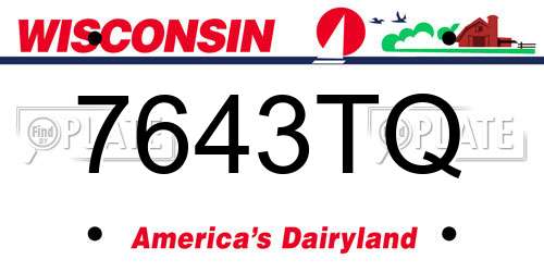 7643TQ Wisconsin License Plate