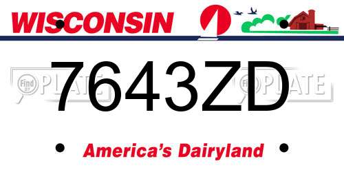 7643ZD Wisconsin License Plate