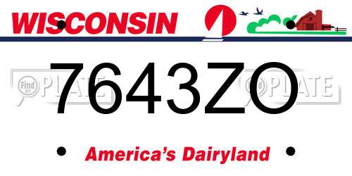 7643ZO Wisconsin License Plate