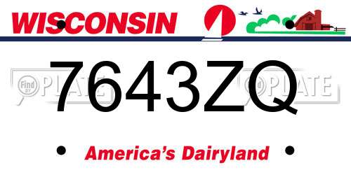 7643ZQ Wisconsin License Plate