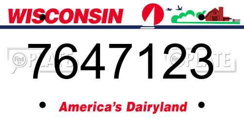 7647123 Wisconsin License Plate