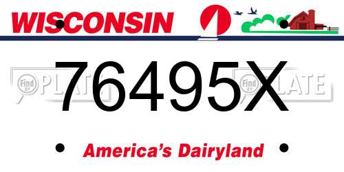 76495X Wisconsin License Plate