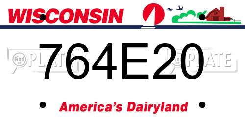 764E20 Wisconsin License Plate