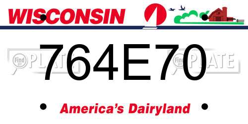 764E70 Wisconsin License Plate