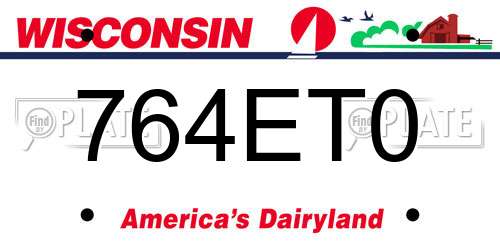 764ET0 Wisconsin License Plate