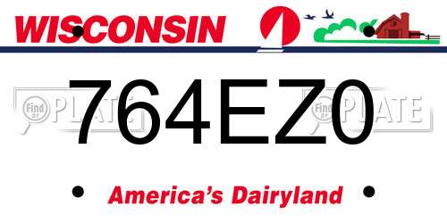 764EZ0 Wisconsin License Plate
