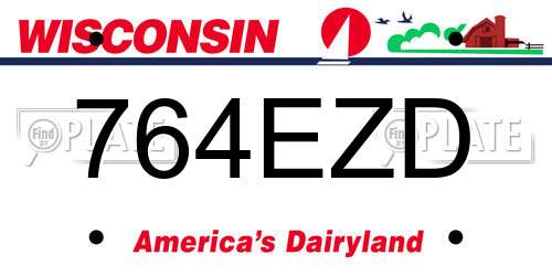 764EZD Wisconsin License Plate