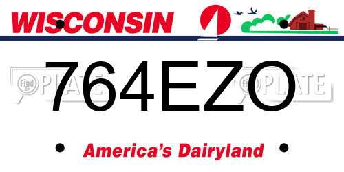 764EZO Wisconsin License Plate